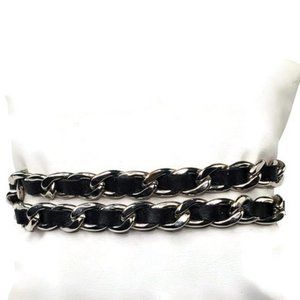 Black Chain & Rhinestone Leather thin bracelet. New!!!